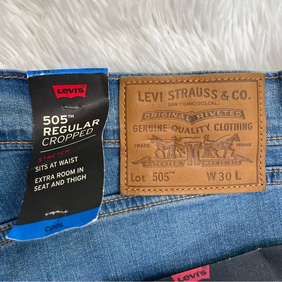 New Levi's Premium 505 Cool Cropped Stretch Denim Jeans - Picture 10 of 10